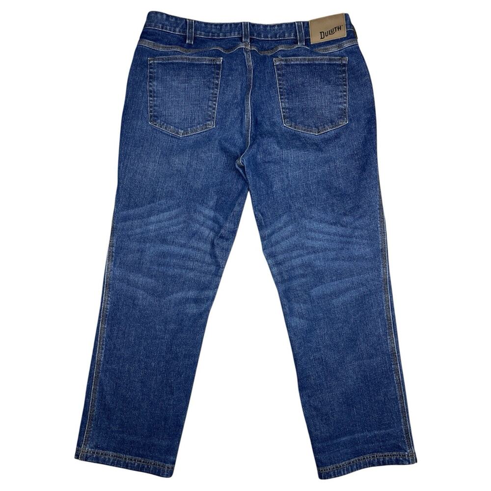 Duluth Trading Flex Ballroom Jeans 38x30 Relaxed Fit Blue Denim Workwear - Picture 10 of 13